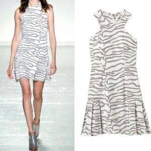 Rebecca Taylor Dress Snow Tiger Animal Print Flounce Hem Dress, Size 2